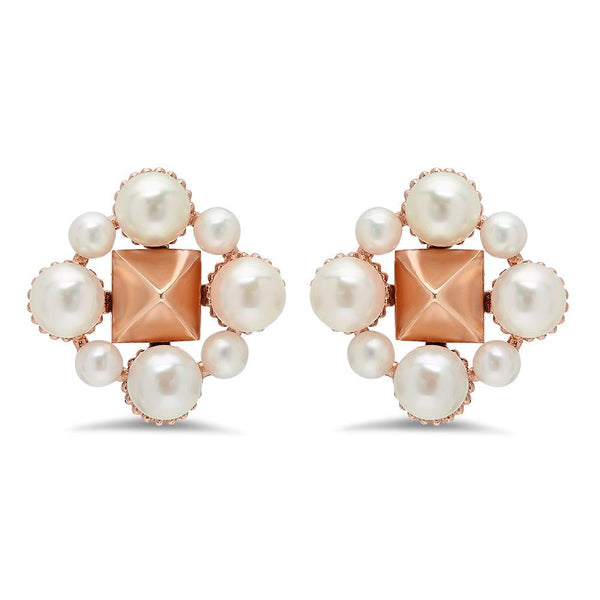 Pyramid and Pearl Flower Earrings – Victoria Six