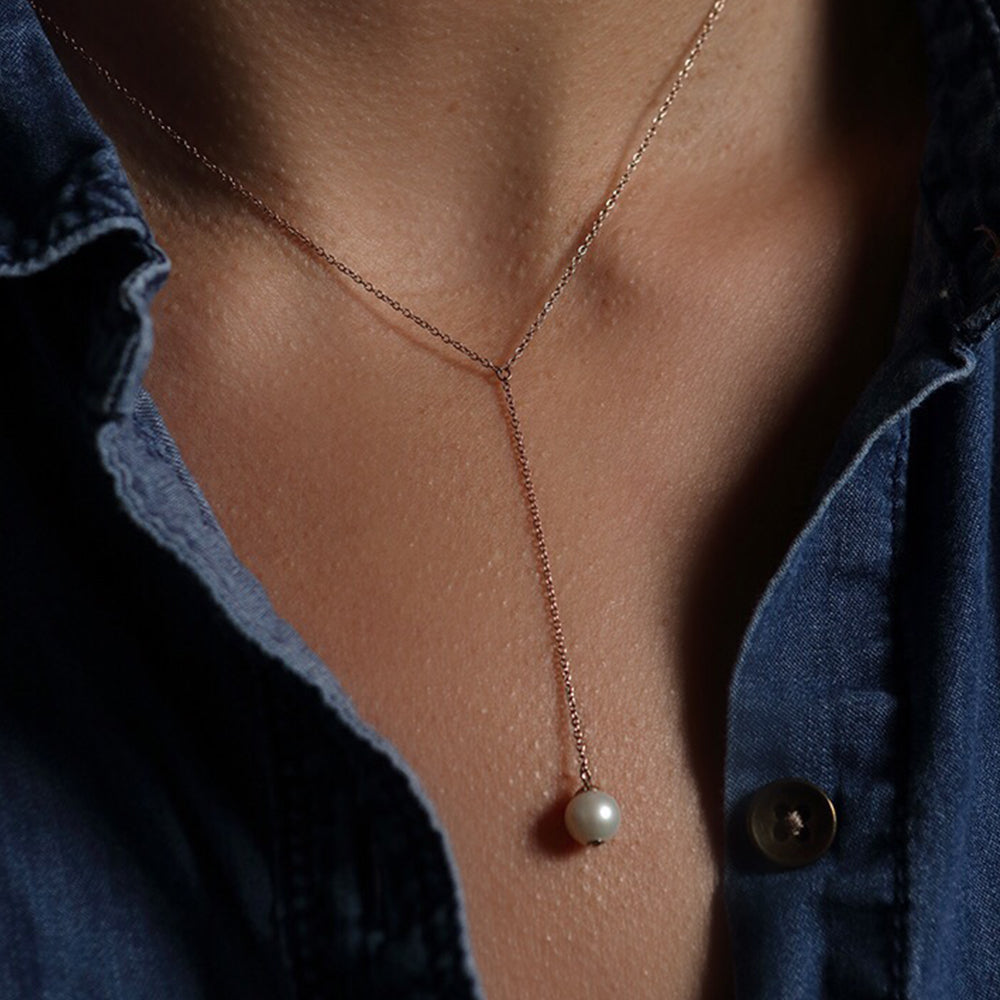 Single Freshwater Pearl Lariat Necklace – Victoria Six