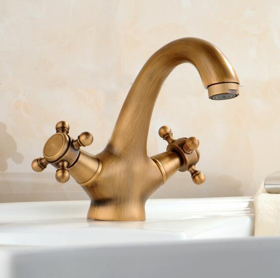 Antique Faucet Hot And Cold Water Crane Bronze Brushed Sink Faucet