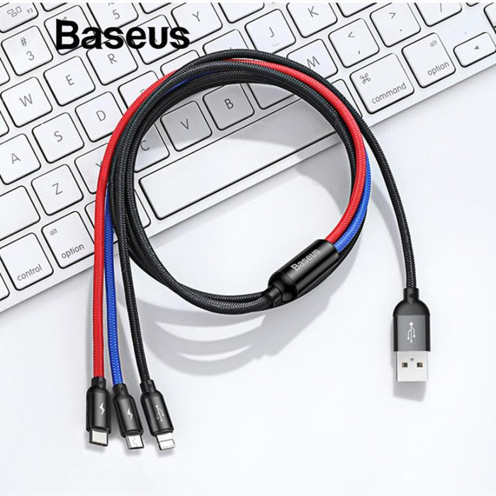 Baseus 3 In 1 Usb Cable For Mobile Phone Micro Usb Type C Charger