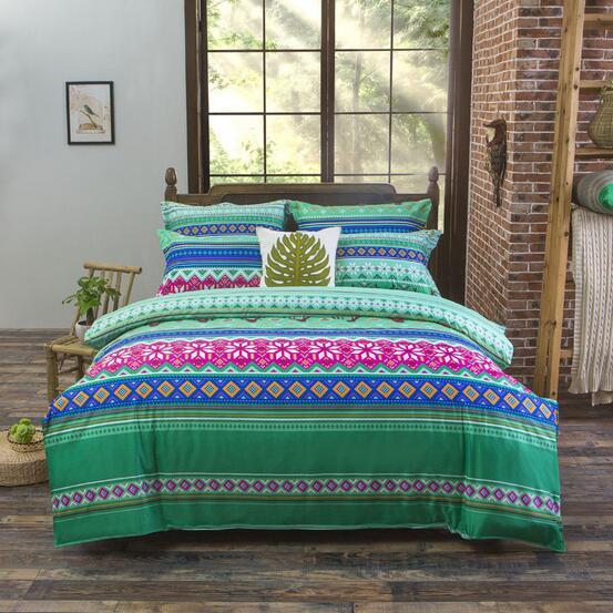 Bohemian Style Bedding Set Floral Printed Bed Linens Twin Queen