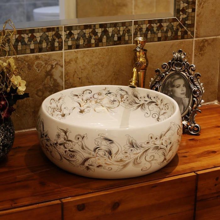 China Artistic Handmade Counter Top Basin Sink Handmade Ceramic Bathroom Vessel Sink Vanities