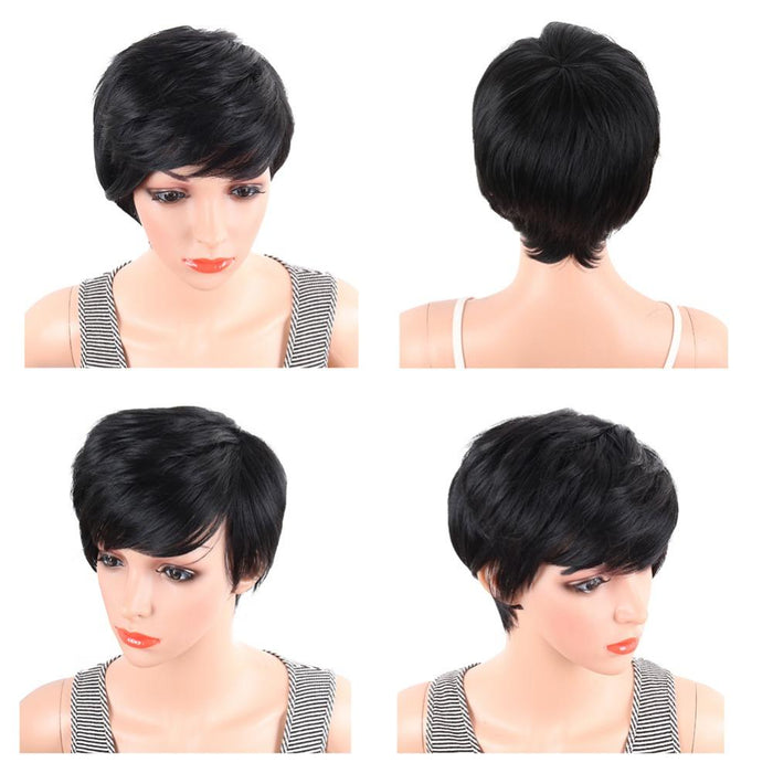 Deyngs Short Straight Synthetic Wigs Pixie Cut Natural Hair Wig