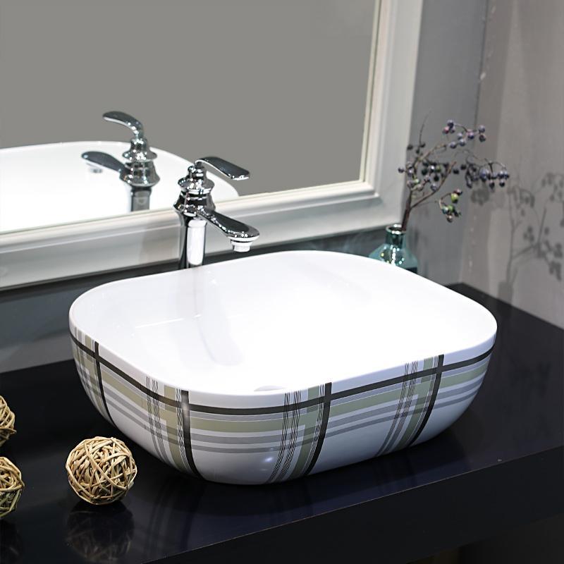 Europe Vintage Style Art Porcelain Counter Top Basin Sink Handmade Ceramic Bathroom Vessel Sinks