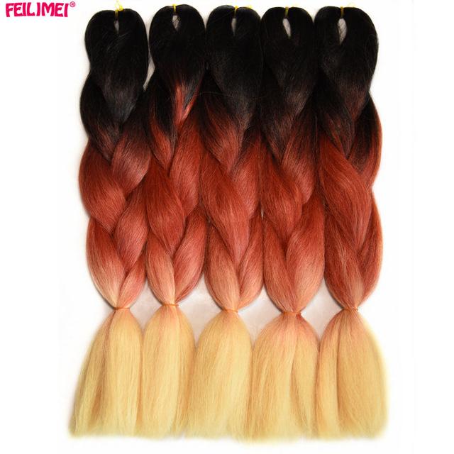 Feilimei Ombre Braiding Hair 60cm 100g Syntheticjumbo Braids Black