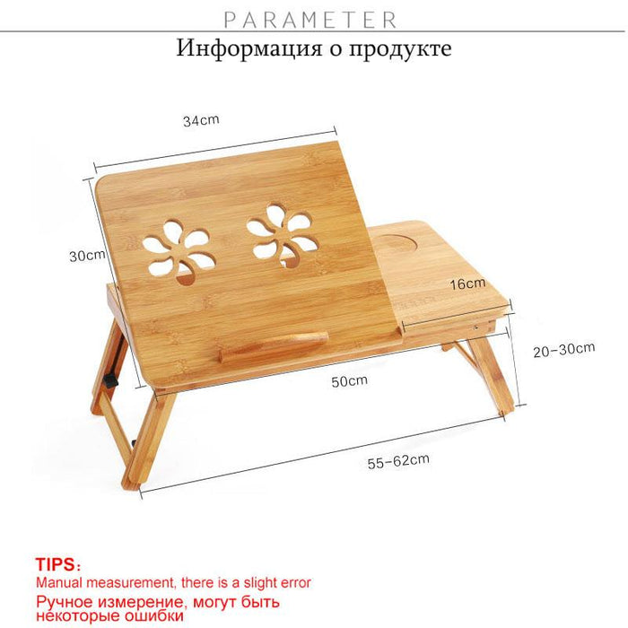 Folding Portable Bamboo Laptop Table Adjustable Computer Desk Sofa