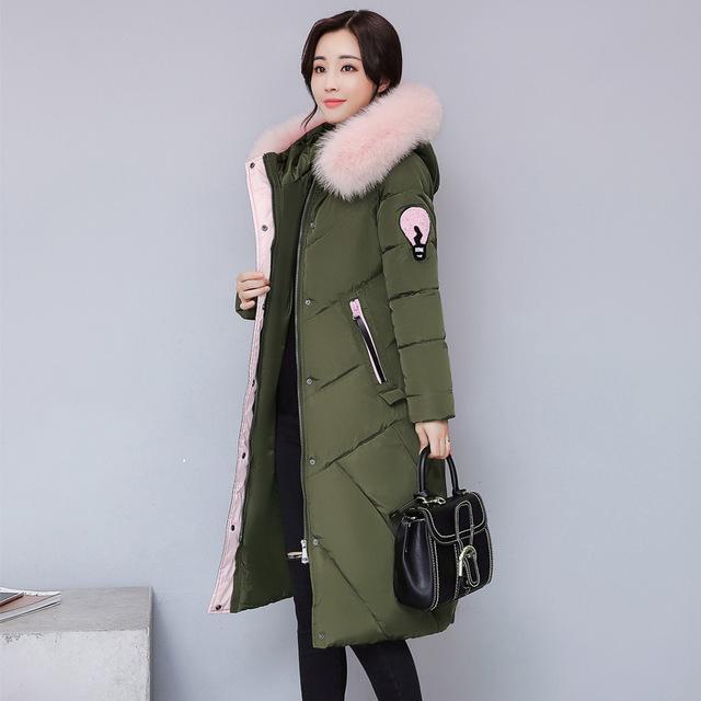 Verbazingwekkend High Quality Fur Collar Women Long Winter Coat Female Warm Wadded UO-99