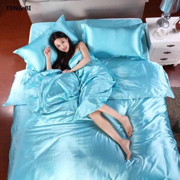 Hot 100 Pure Satin Silk Bedding Set Home Textile King Size Bed