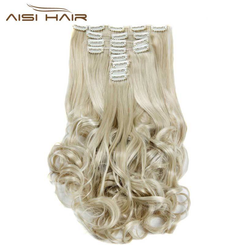 I S A Wig Synthetic 18 Clips In Hair Extension 8pcs Set 22inch