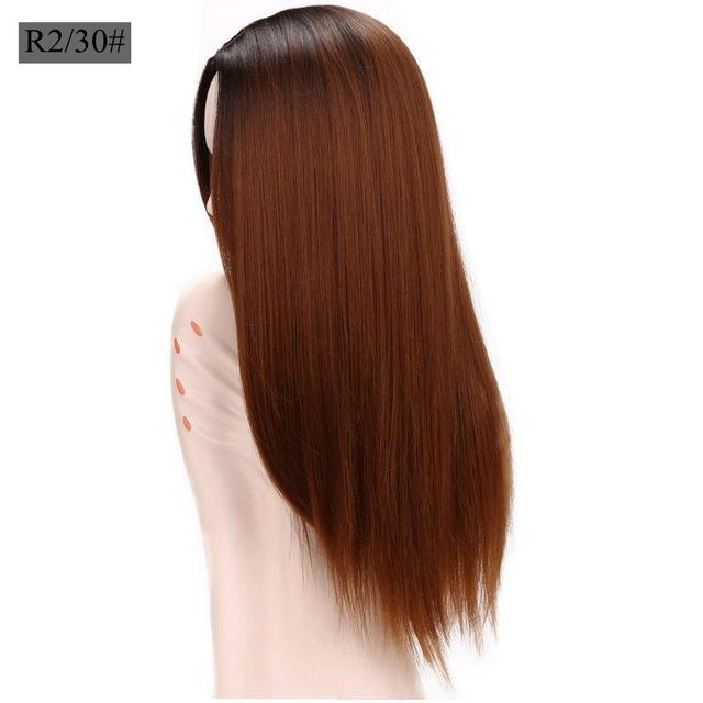 Luxury For Braiding 26 Ombre Grey Blonde Brown Straight Hair Ombre Synthetic Wigs For Women Heat