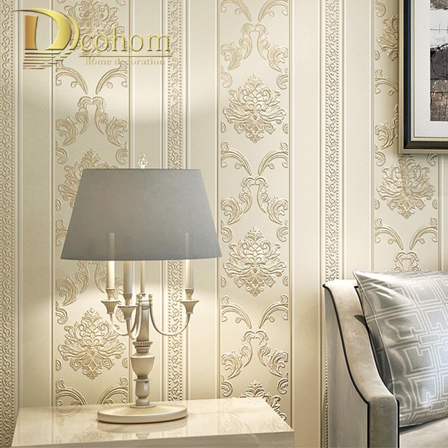 Modern Luxury Homes Decor European Striped Damask Wallpaper For Walls Bedroom Living Room Embossed