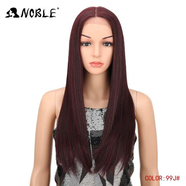 Noble Lace Front Wig 28 Inch Long Straight Black Red Ombre Blonde