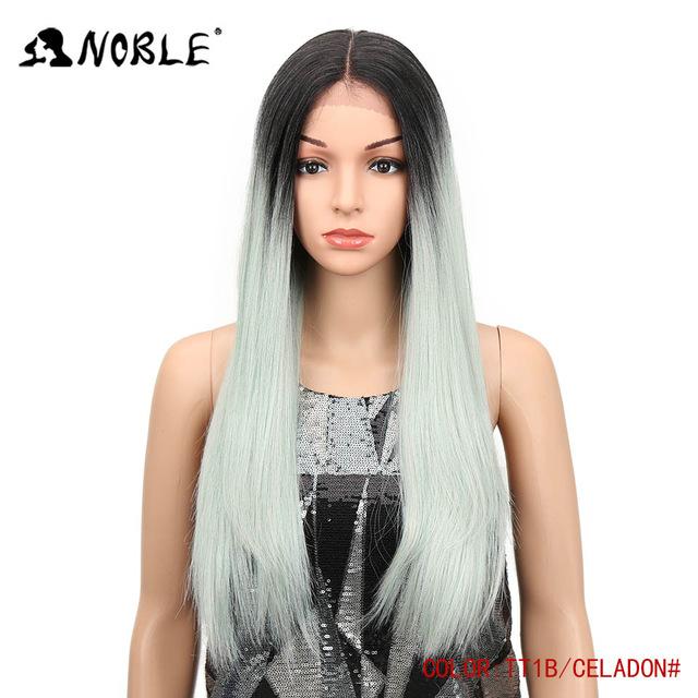 Noble Lace Front Wig 28 Inch Long Straight Black Red Ombre Blonde