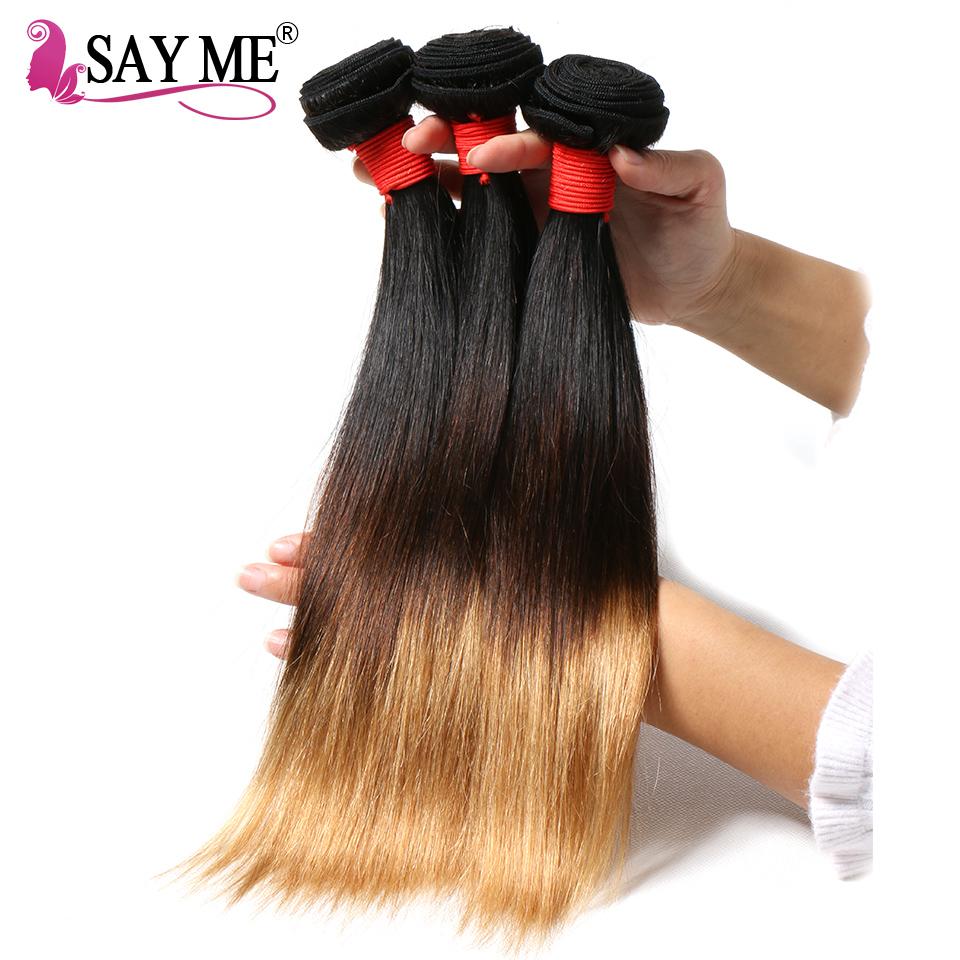 Say Me 3 Pcs Ombre Brazilian Straight Hair Bundles Three Tone