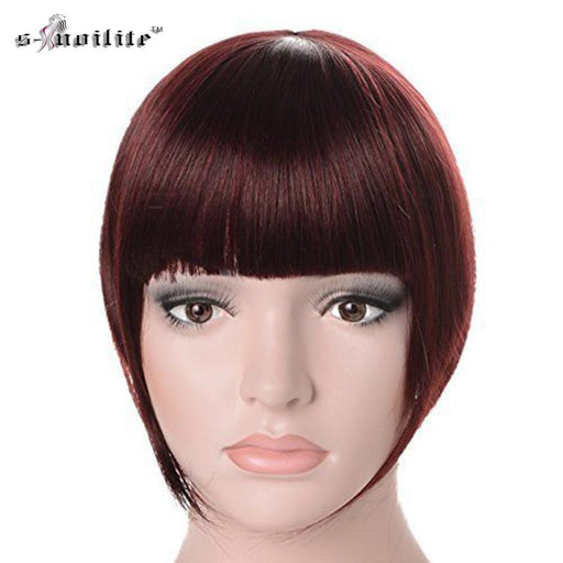 Snoilite Women Synthetic Clip In Blunt Bangs Fringe Front On Hair