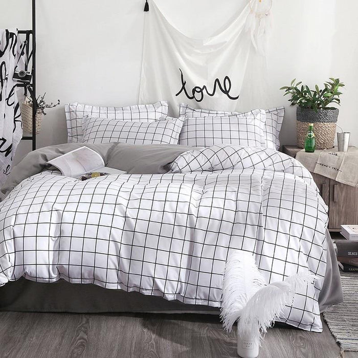 Solstice Home Textile Black Lattice Duvet Cover Pillowcase Bed