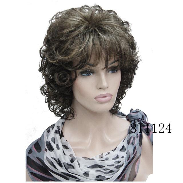 Strongbeauty Womens Wigs Short Curly Hair Dark Brown Blonde