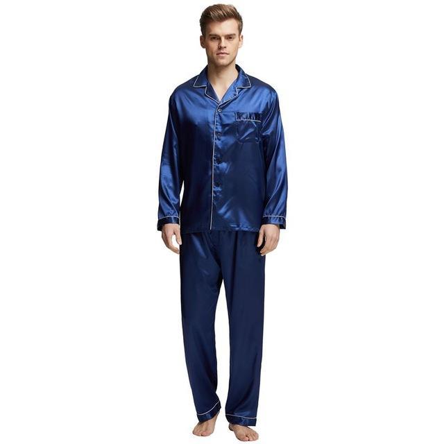 Tony&Candice Mens Stain Silk Pajama Set Pajamas Men Sleepwear Modern ...