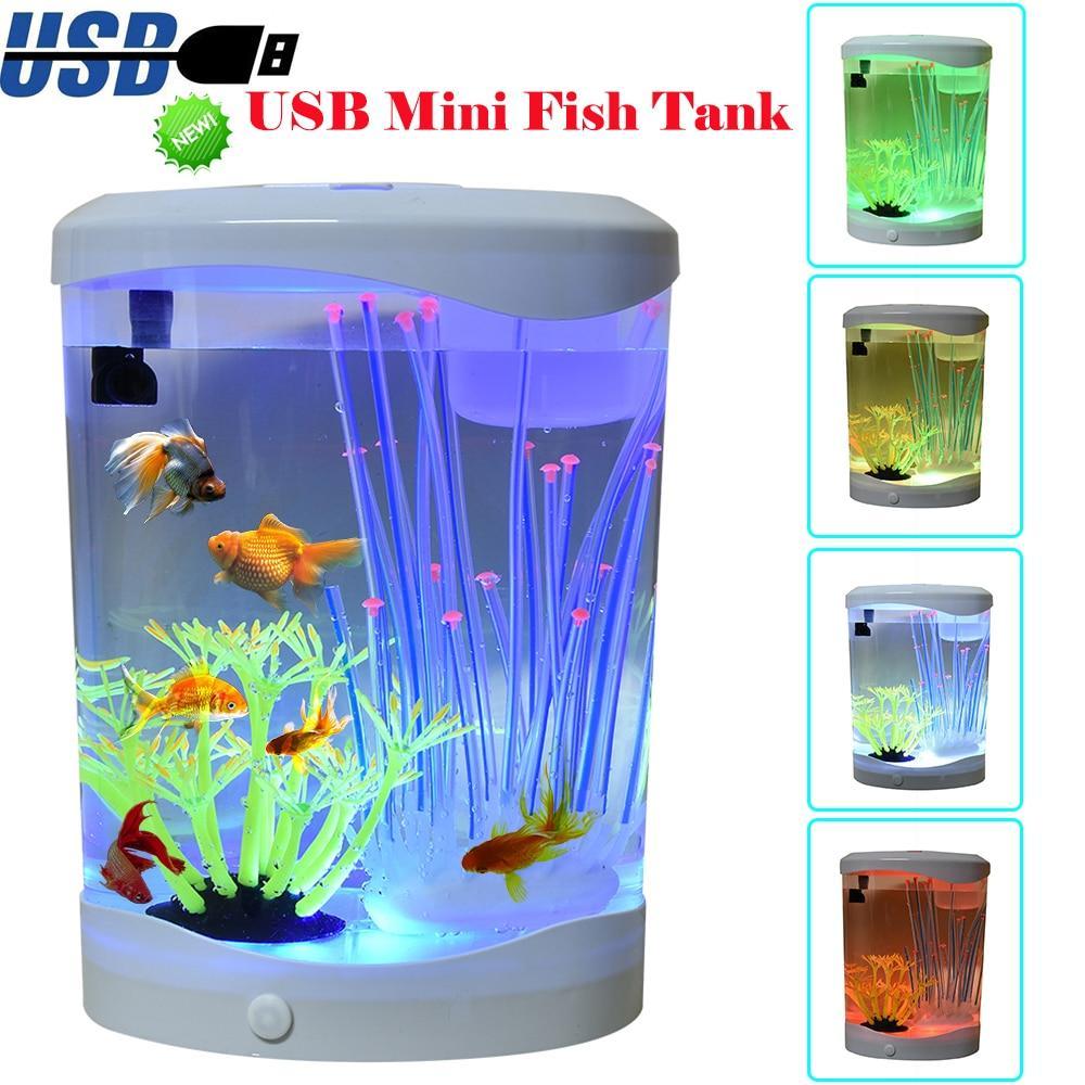 Usb Mini Fish Tank Desk Top Led Aquarium Lighting Fish Tank Small