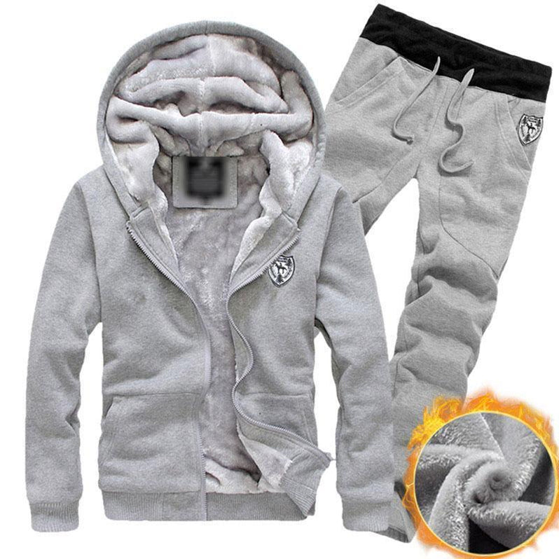 Winter Thick Men Set Sweat Suits Hoodie Thicker Tracksuit Men Hooded ...
