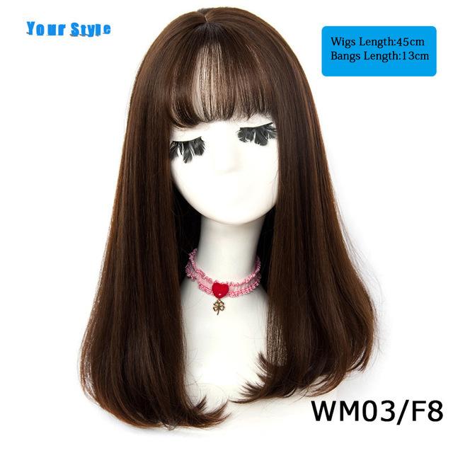 Your Style 45 Colors Synthetic Long Straight Natural Hair Wigs With Bangs Womens African American