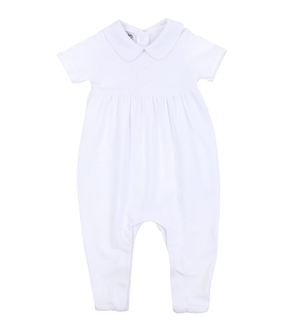 Blessed Embroidered Collared Short Sleeve Playsuit White