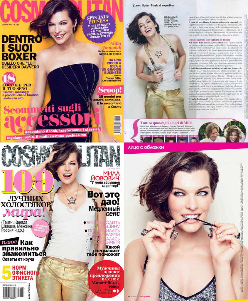 Cosmopolitan features Milla Jovovich in Violet Darkling's Rings