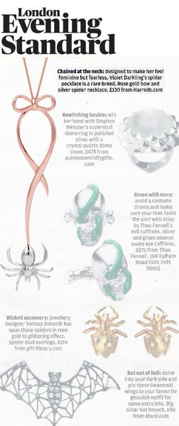 Evening Standard features Violet Darkling's Spider Bow Necklace