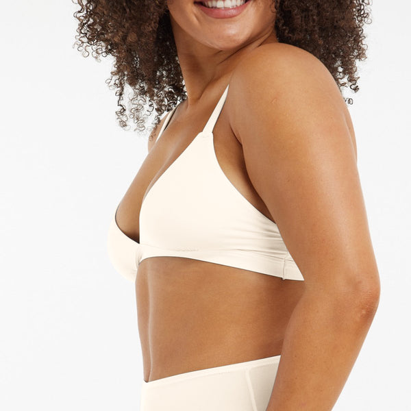 Aura Triangle Peach Bralette by Zelf Intimates