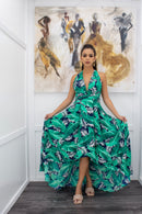 Sydney V Neck D Green Maxi Dress-Maxi Dress-Moda Fina Boutique