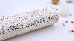 Twinkle Dreams- White Frost Chunky Glitter Fabric