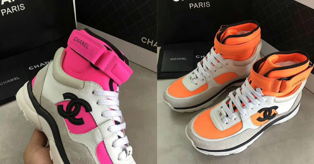 pink high top chanel sneakers