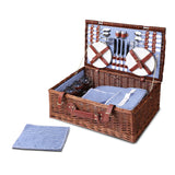 4 Person Lined Willow Picnic Basket & Accessories