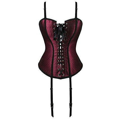 Seductive Victorian Lace Up Front Corset Sexy Lingerie Set With Garter