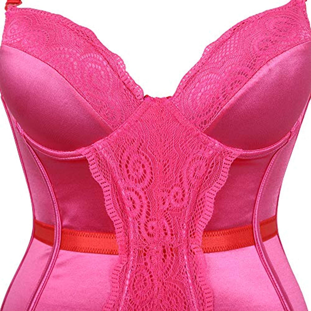 Womens Sexy Push Up Corset Bustiers Lingerie Set With Garter V012