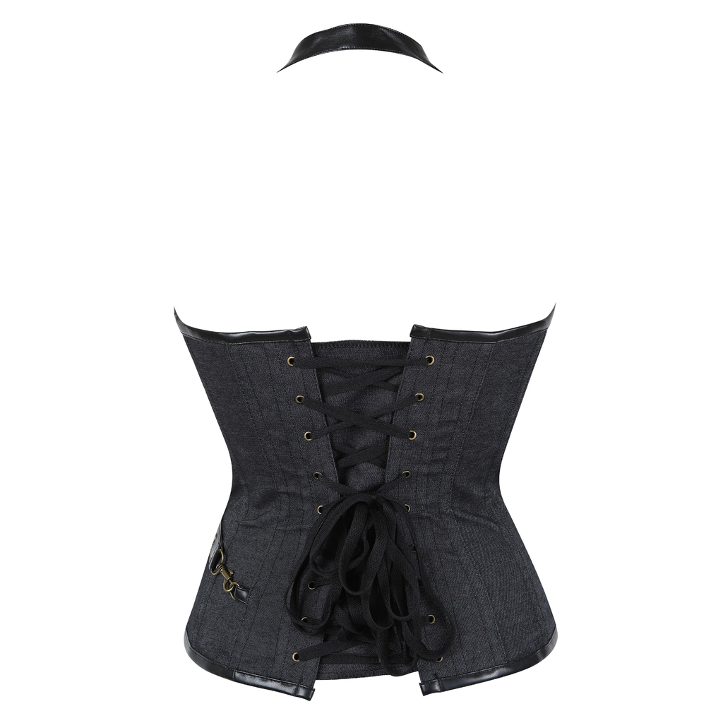 Steampunk Steel Boned Corset Bustier Goth Halter Corset – Lttcbro