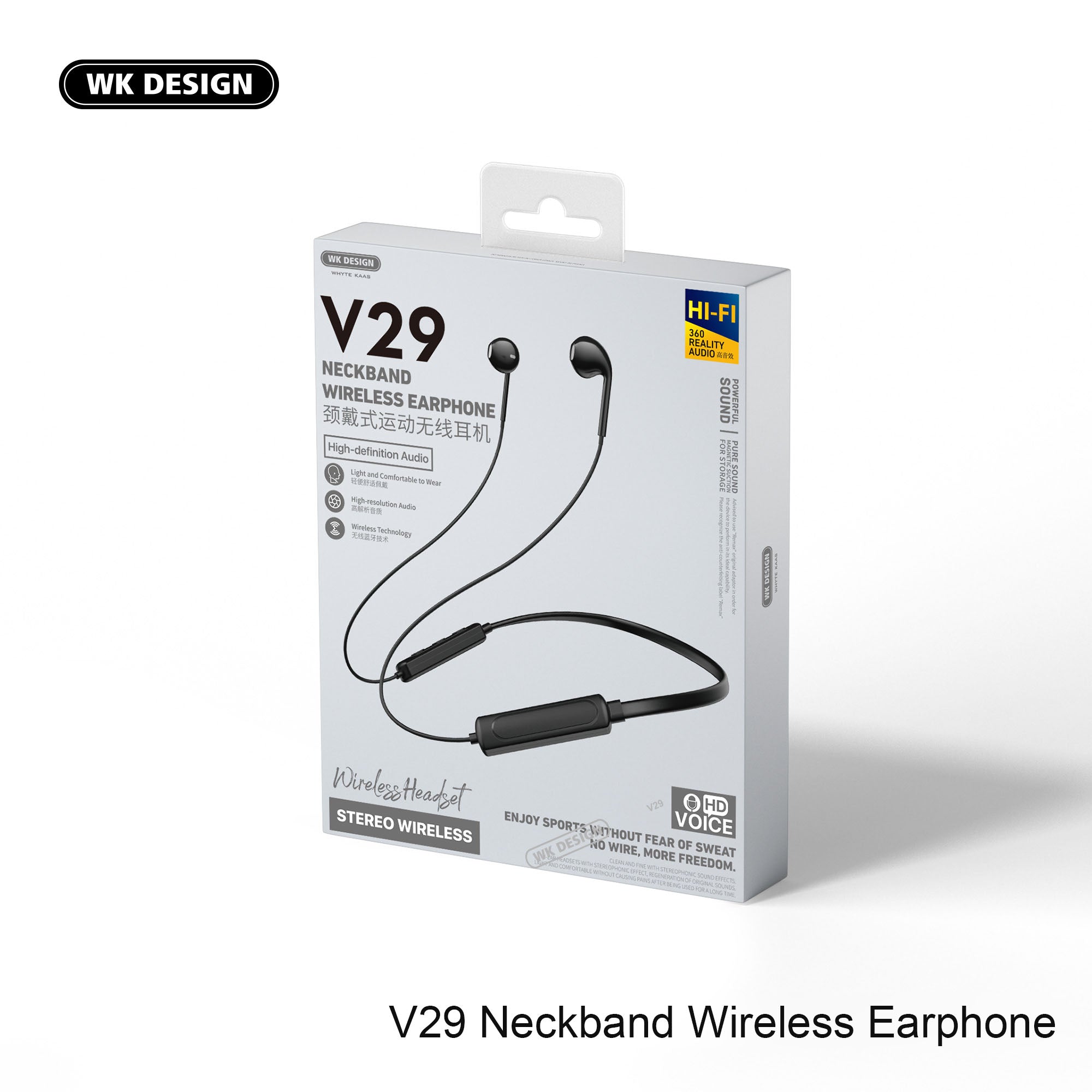 WK V29 Neckband  , Neckband Wireless Headset , Bluetooth Neckband Headphone , Best Neckband Headphone for running , Sport Bluetooth Headset for Apple , Android , wireless stereo headset , Neckband with noise canceling