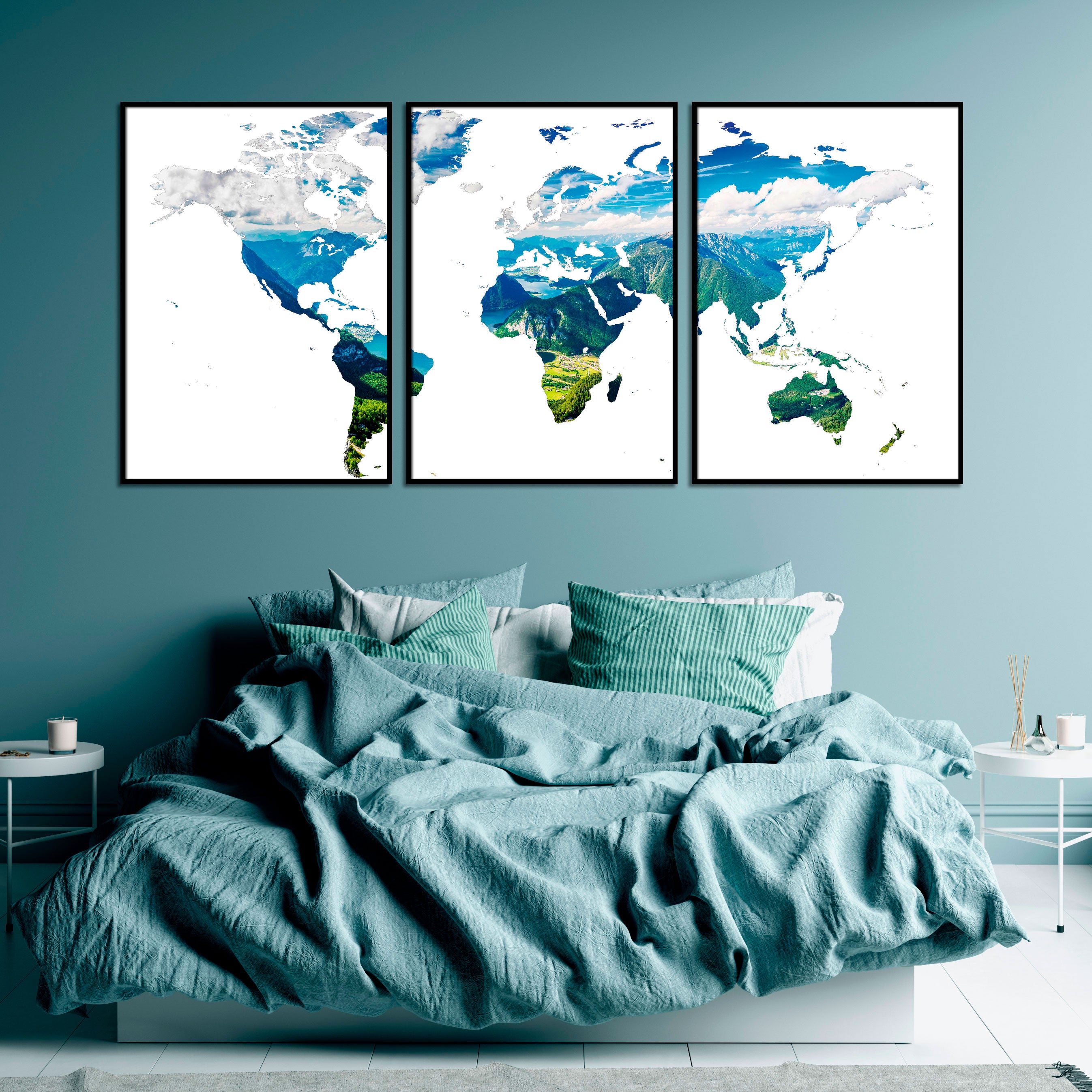 Natural world map posters