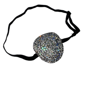Black Padded Medical Patch In Moonstone Opal White & Luxury Crystal Mix