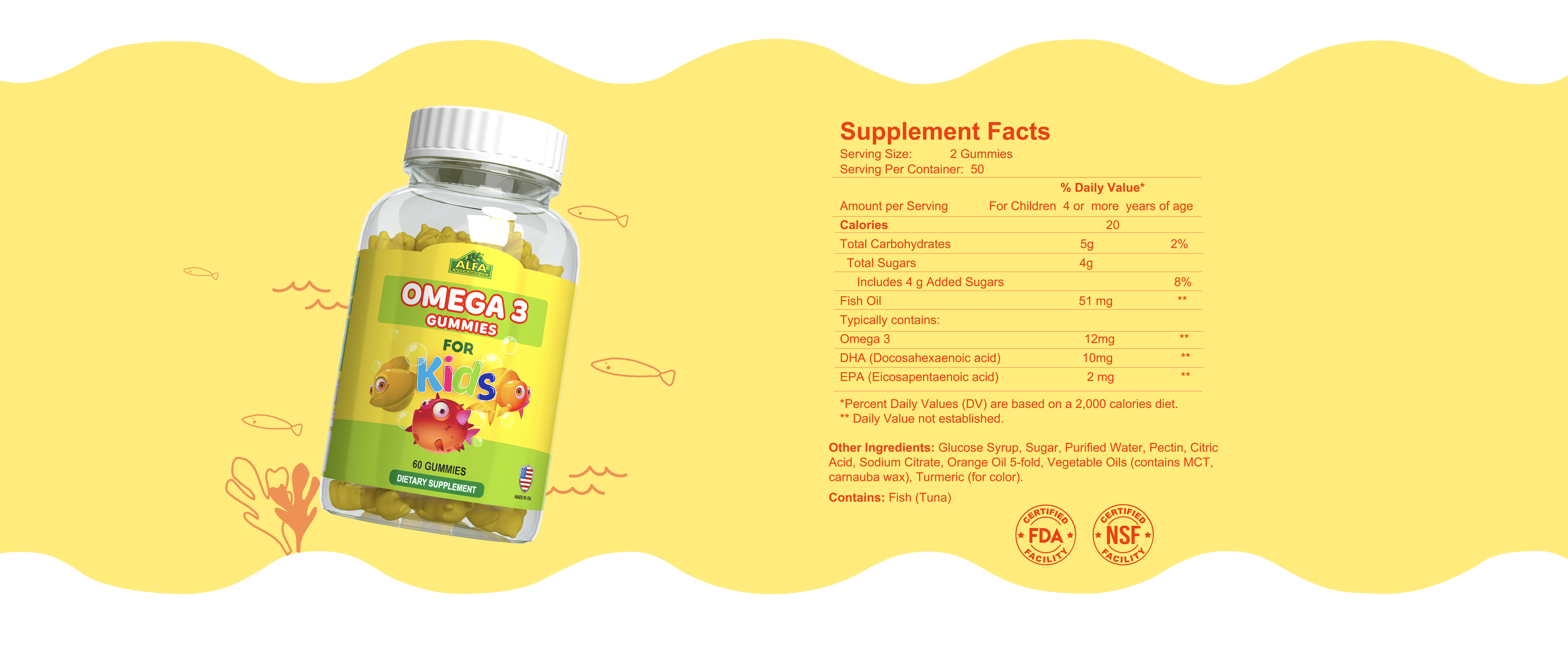 Omega 3 Gummies for Kids -  60 Gummies