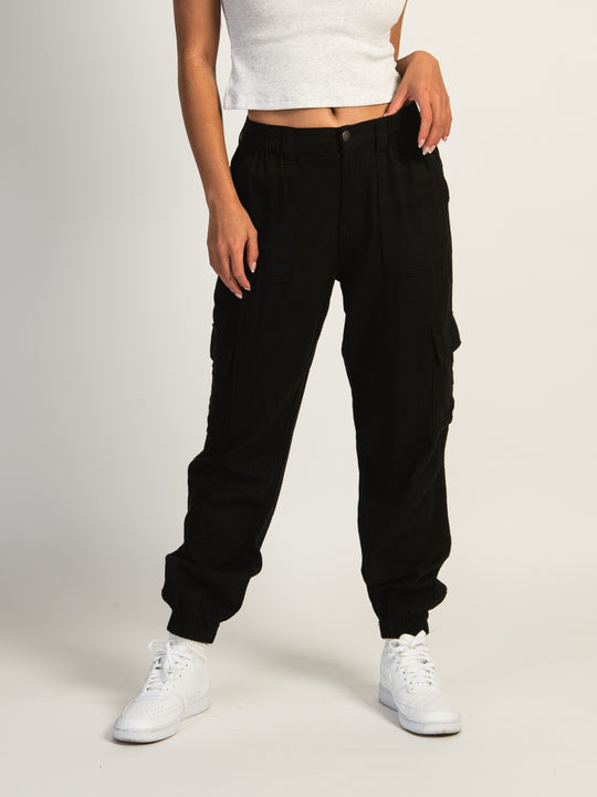 Buy Fluid Womens Cargo Fleece Joggers Black