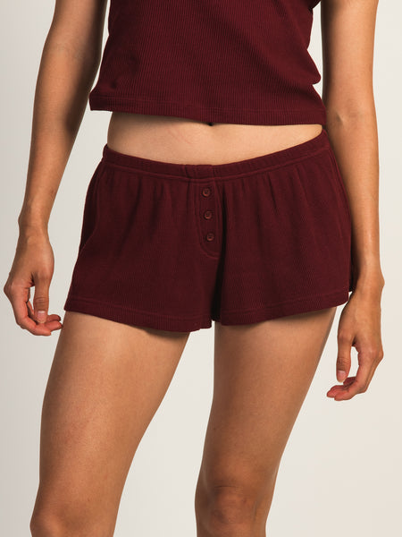 Harlow Allie Waffle Short - Burgundy