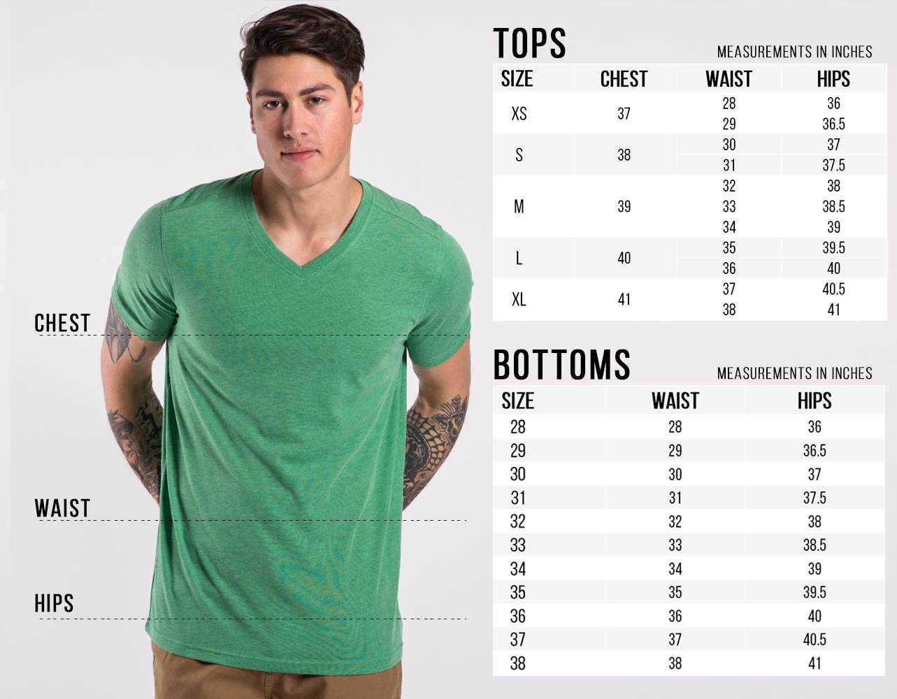 Men's Medium Shorts Size Chart