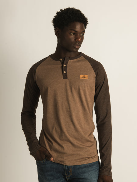 Tentree Cork Long Sleeve Henley T-shirt - Clearance