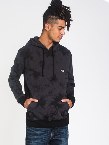 Mens Wave Washed Pullover Hoodie - Black - Clearance