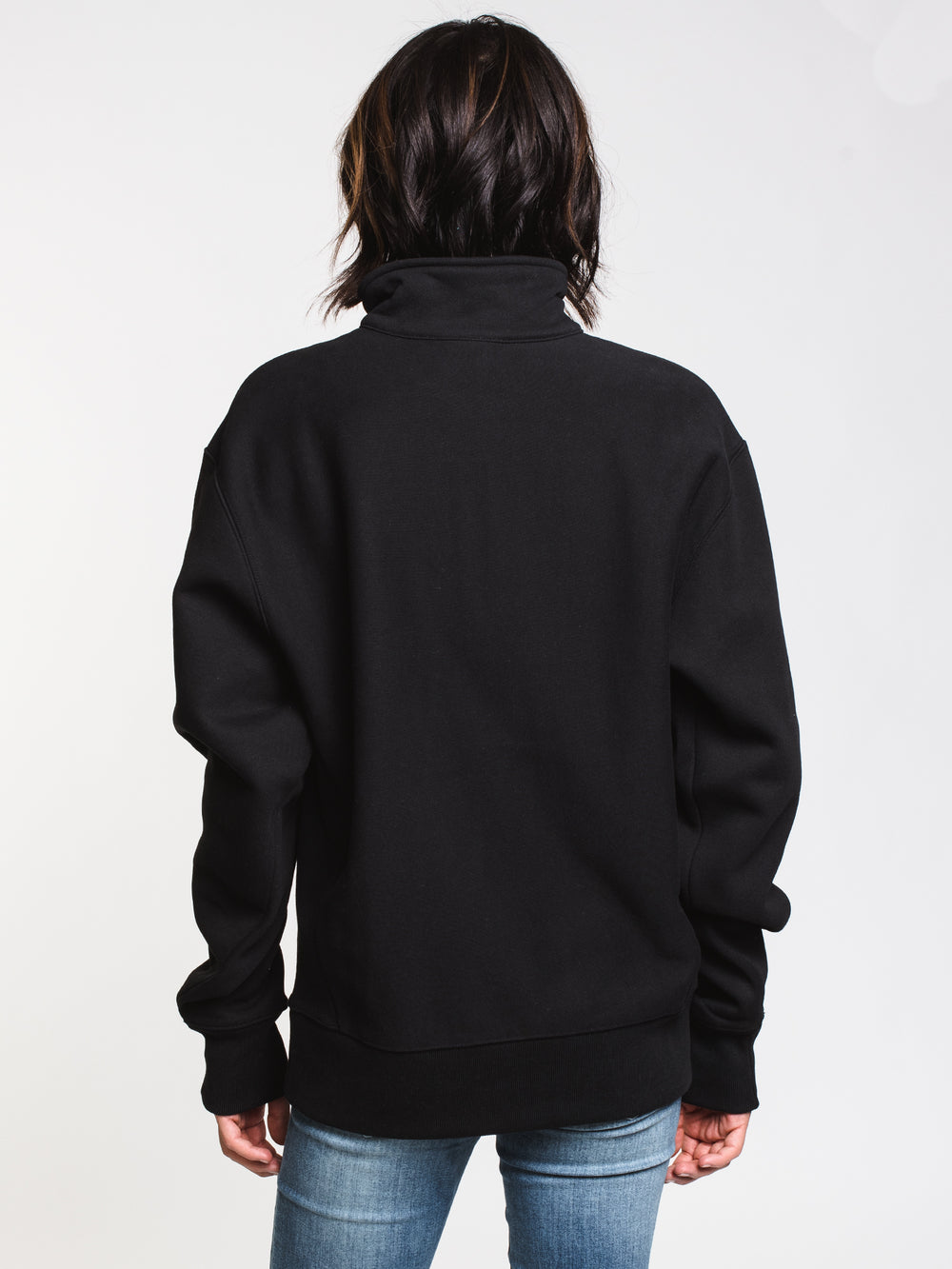 champion oversized reverse weave black quarter zip sweatshirt