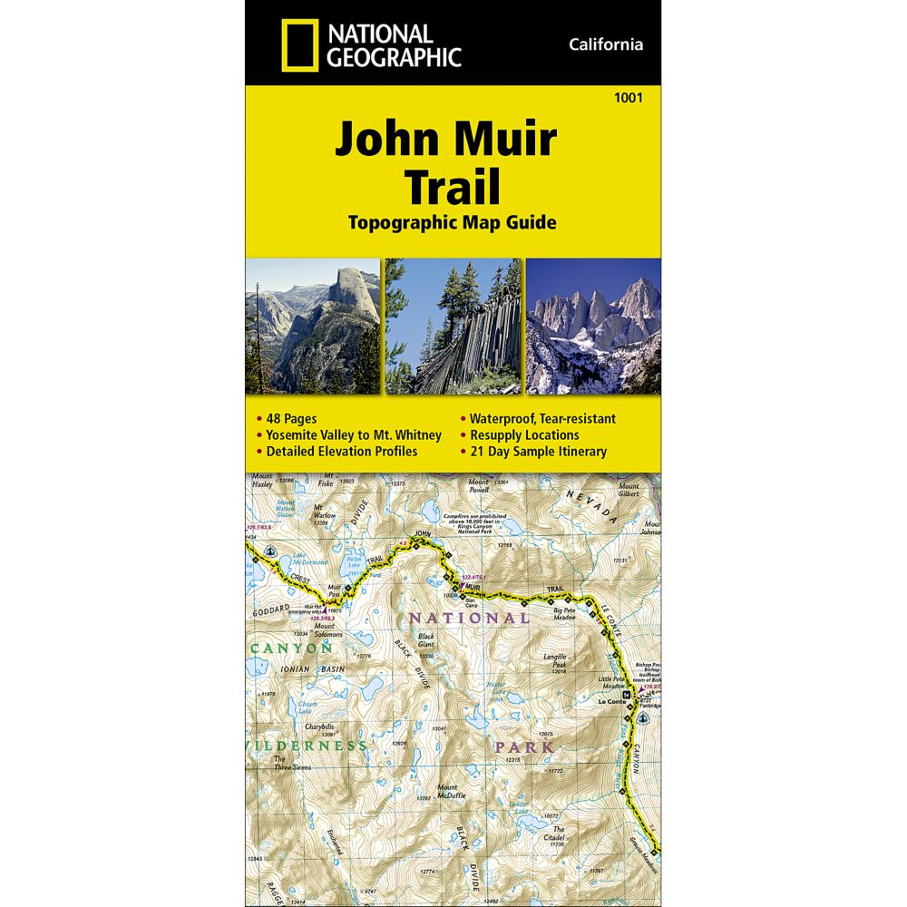 John Muir Trail Topographic Map Guide Trail Map 1001