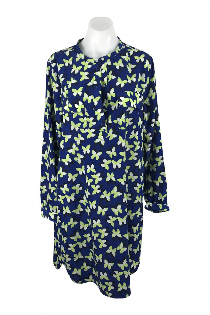 As U Wish, Women's Blue And Green Butterfly Dress - Size: L (Regular ...