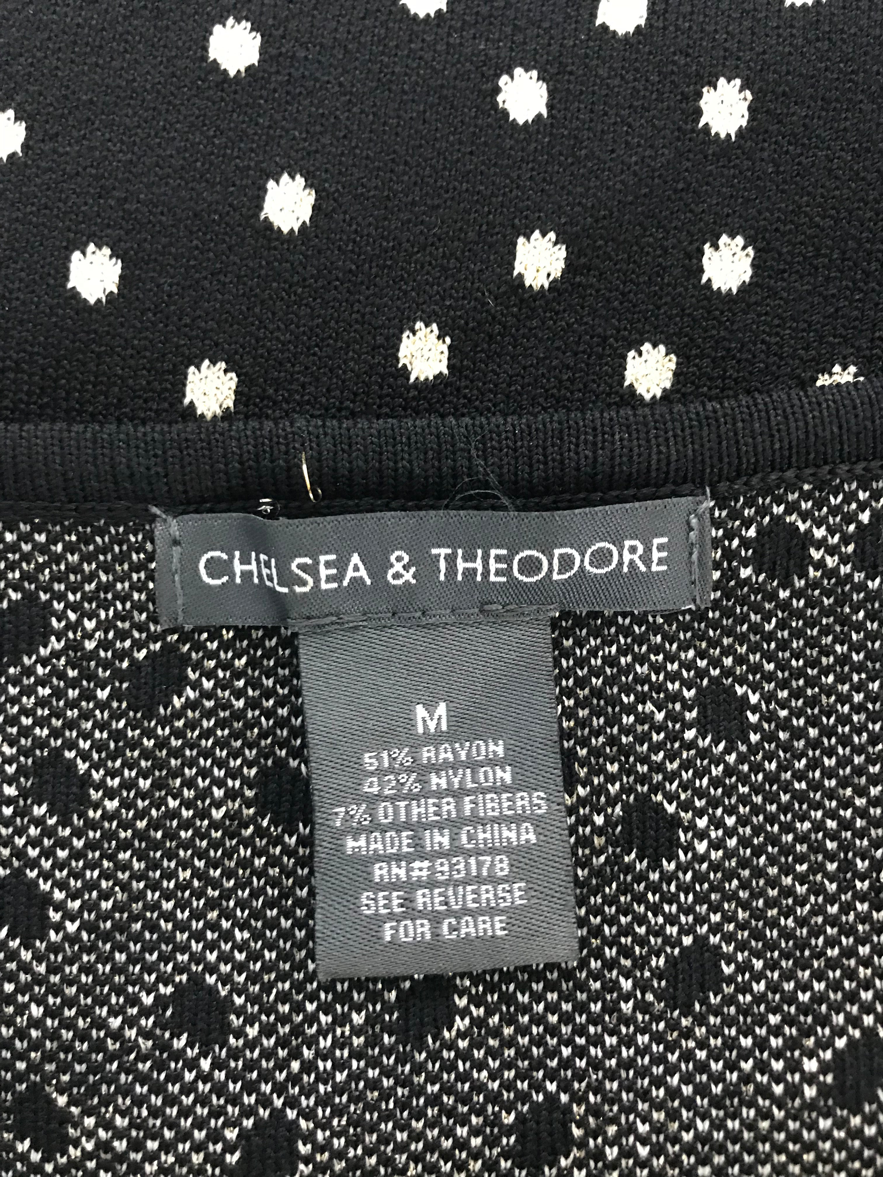 Chelsea The Odore Women S Black And White Polka Dot Print Sweater Size M Regular Minus s