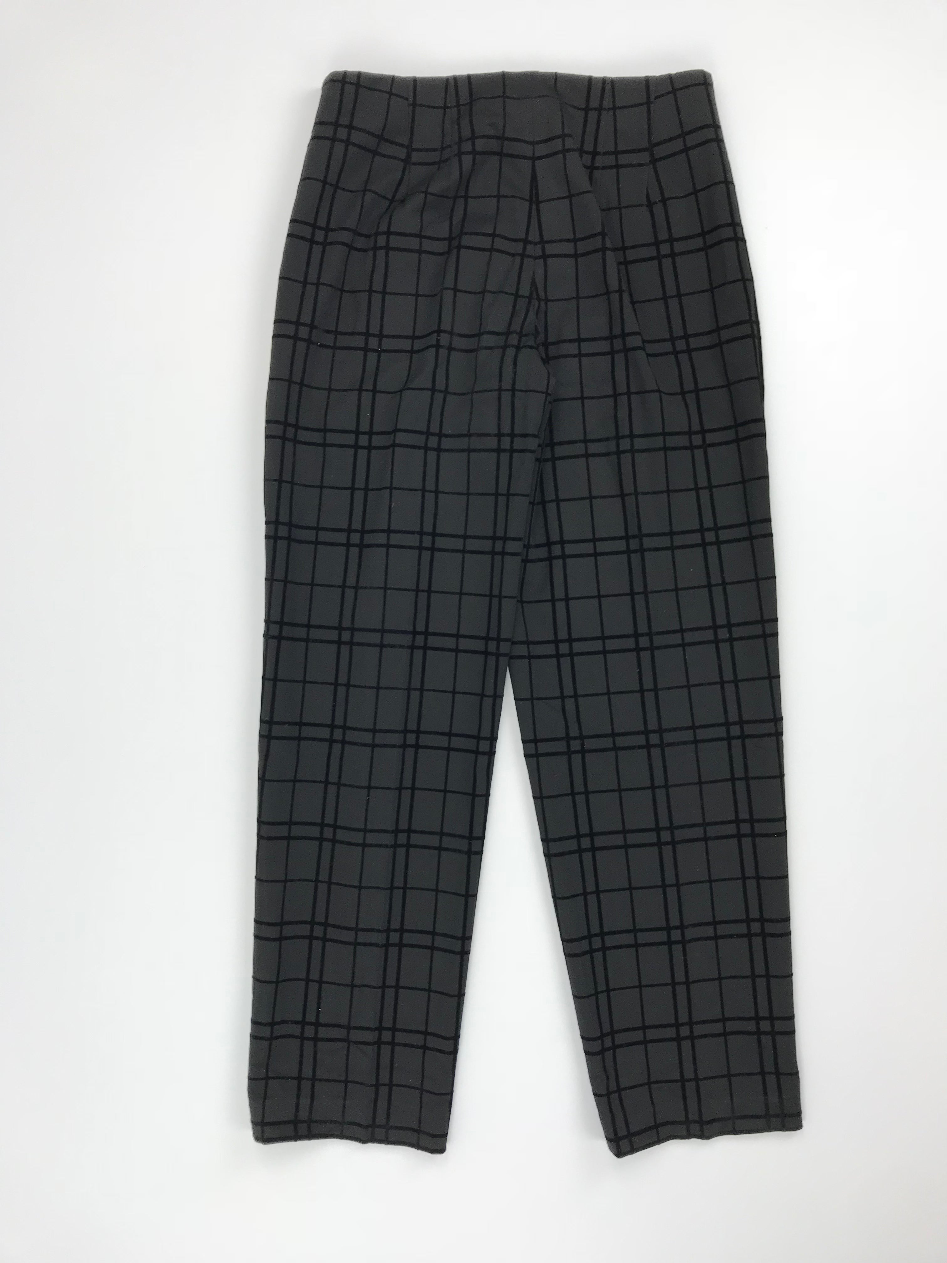 black and gray plaid pants